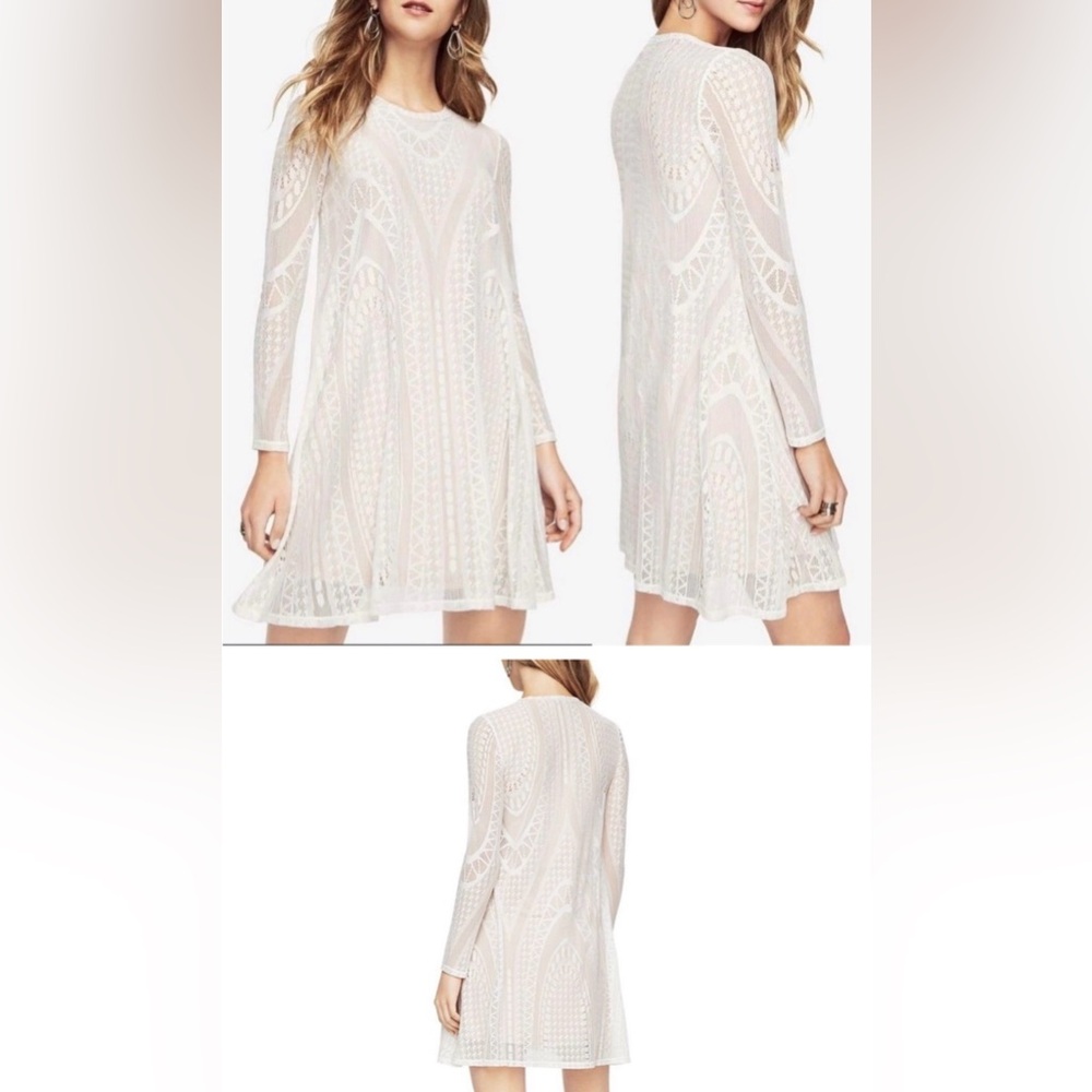 BCBGMAXAZRIA Natyly Lace Long Sleeve Dress Medium